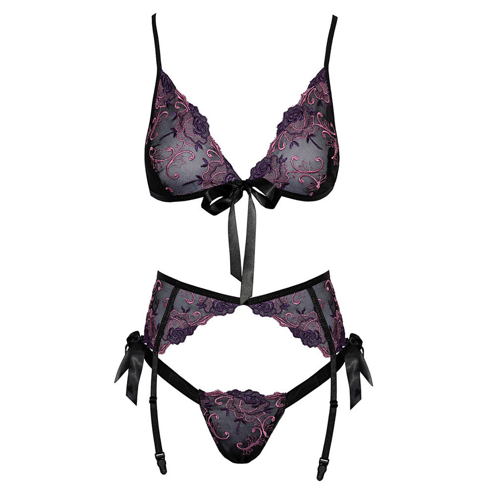 Kissable Embroidered Floral Bra Set – Explore Enhanced Intimacy | Discreet UK Shipping