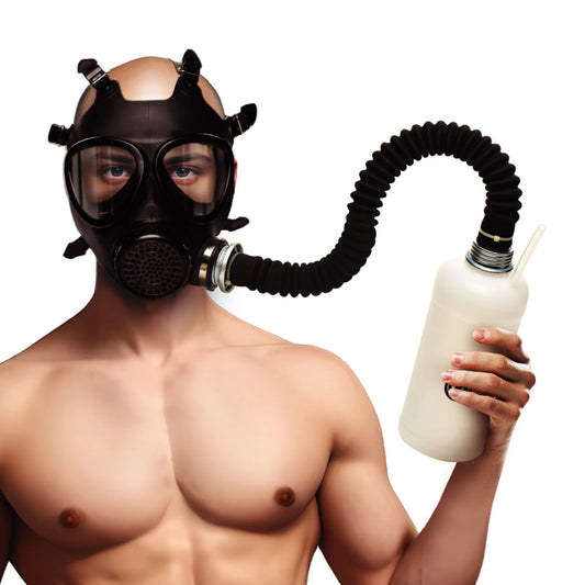 Master Series Inhaler Gas Mask With Bottle – fetish hood with breathable, stretchable design