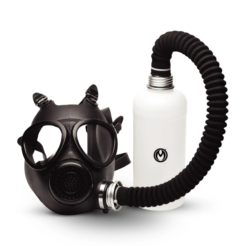 Master Series Inhaler Gas Mask With Bottle – Stretchable Fetish Hood with Zipper Face | Comfortable & Breathable