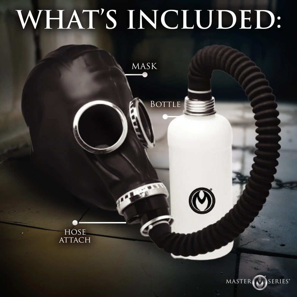 Master Series Dark Inhaler Gas Mask with Bottle – Stretchable Fetish Hood with Zipper Face | Comfortable & Breathable
