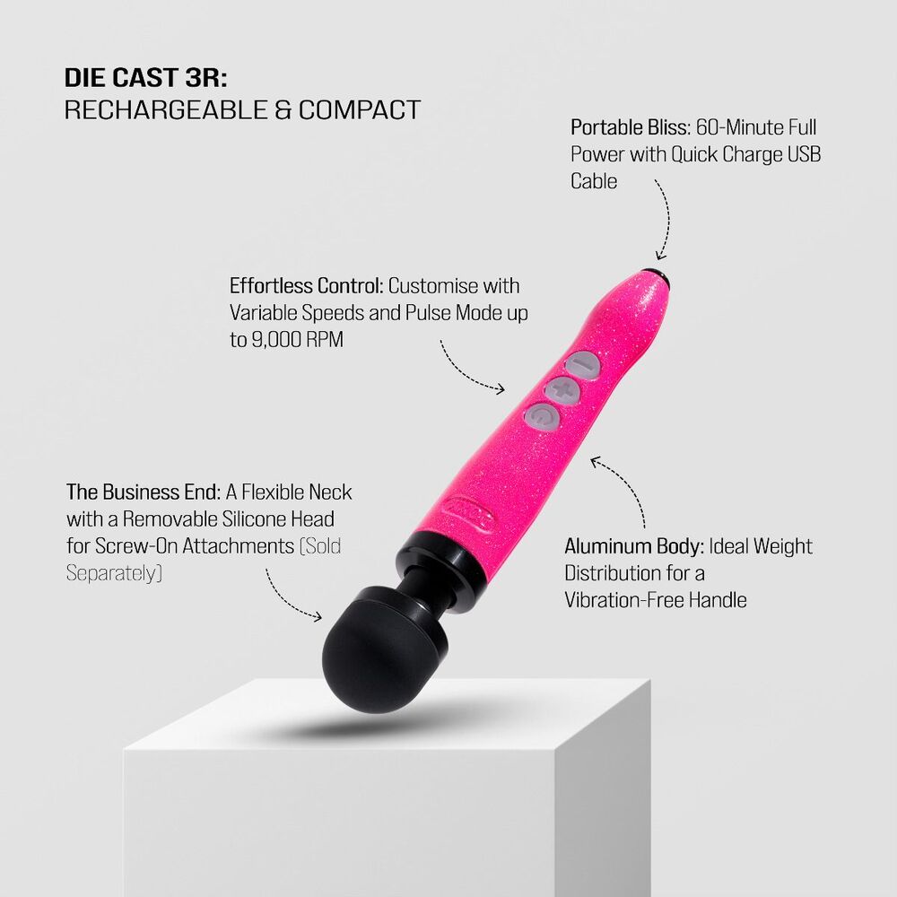 Doxy Die Cast Wand Rechargeable HOT PINK – App-Controlled Wand Vibrator | Premium Wireless UK Toy