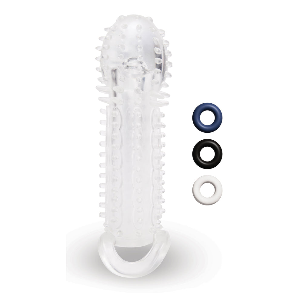 Size Up Clear Textured 1.5 Inch Extender – Explore Enhanced Intimacy | Discreet UK Shipping