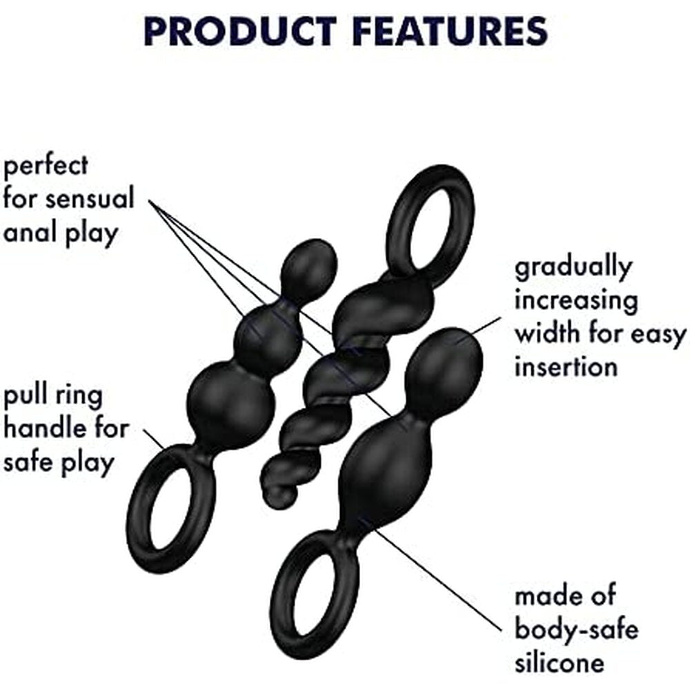 Satisfyer Booty Call Set Of 3 Black Anal Plugs – Explore Enhanced Intimacy | Discreet UK Shipping