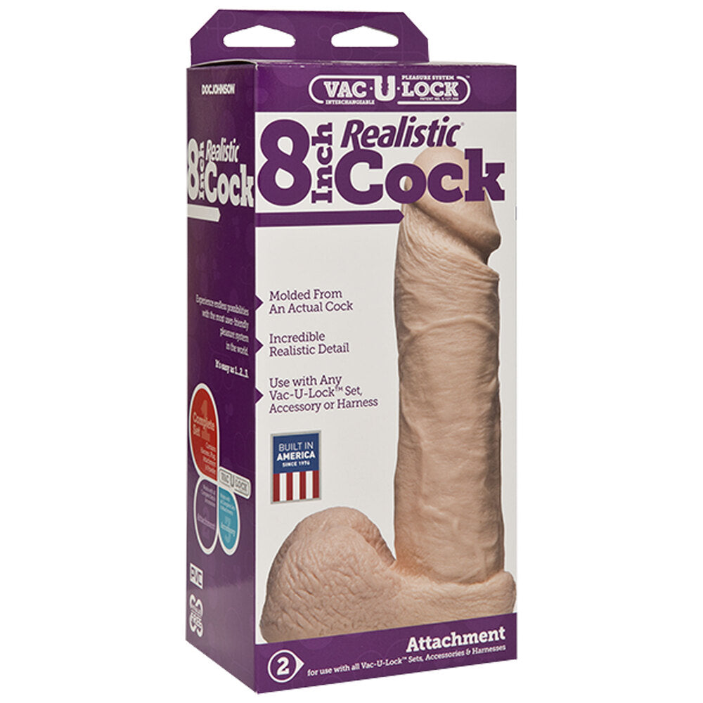 VacULock 8 Inch Realistic Cock Attachment Flesh Pink – Explore Enhanced Intimacy | Discreet UK Shipping