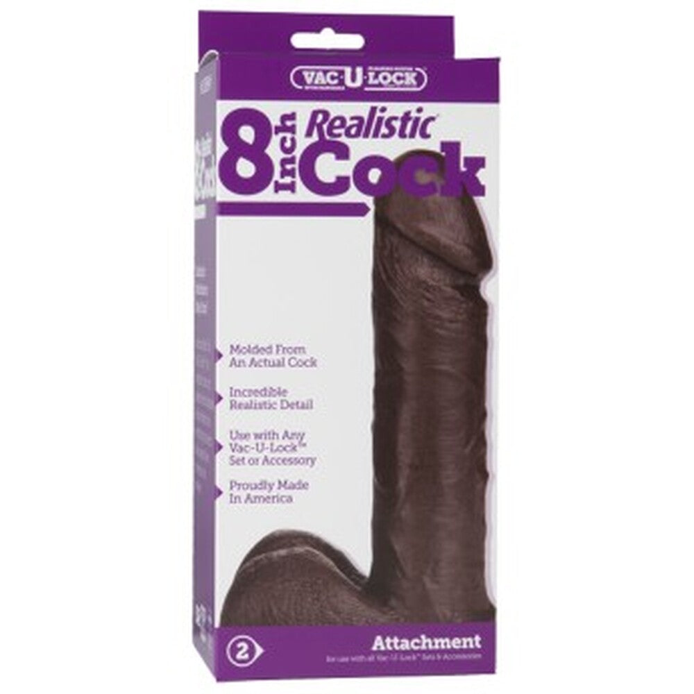 VacULock 8 Inch Realistic Dildo Attachment Black – Explore Enhanced Intimacy | Discreet UK Shipping