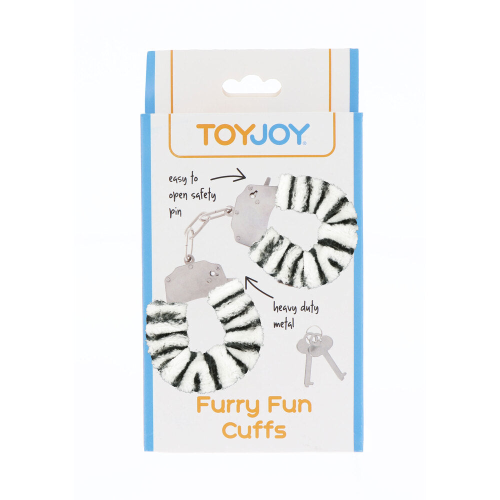 ToyJoy Furry Fun Wrist Cuffs Zebra – Explore Enhanced Intimacy | Discreet UK Shipping