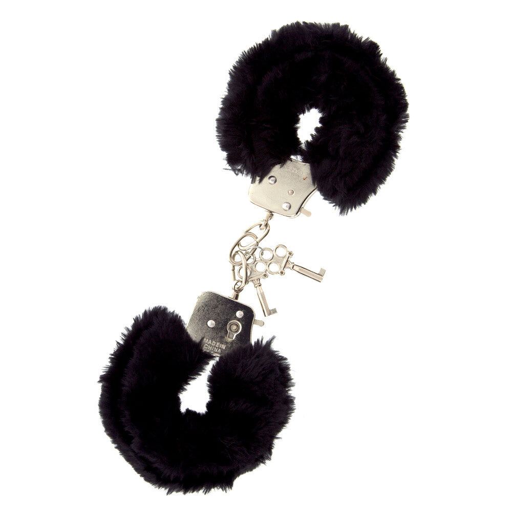 Furry Metal Handcuffs Black – product image for adult pleasure and intimacy