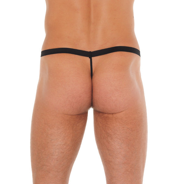 Mens Black GSting With Zipper On Red Pouch – Explore Enhanced Intimacy | Discreet UK Shipping