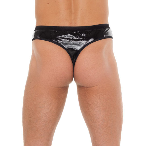 Mens Black GString With PVC Pouch – Explore Enhanced Intimacy | Discreet UK Shipping