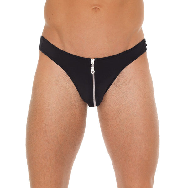 Mens Black GString With Zipper On Pouch – product image for adult pleasure and intimacy