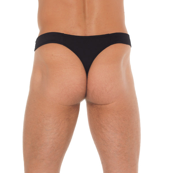 Mens Black GString With Zipper On Pouch – Explore Enhanced Intimacy | Discreet UK Shipping