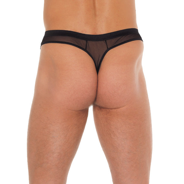 Mens Black GString With Penis Sleeve – Explore Enhanced Intimacy | Discreet UK Shipping