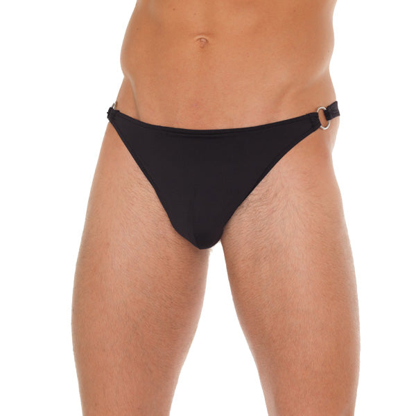 Mens Black GString With Metal Hoop Connectors – product image for adult pleasure and intimacy