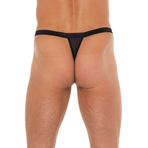 Mens Black GString With Black Straps To Animal Print Pouch – Explore Enhanced Intimacy | Discreet UK Shipping