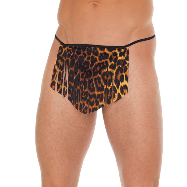 Mens Black GString With Leopard Loincloth – product image for adult pleasure and intimacy