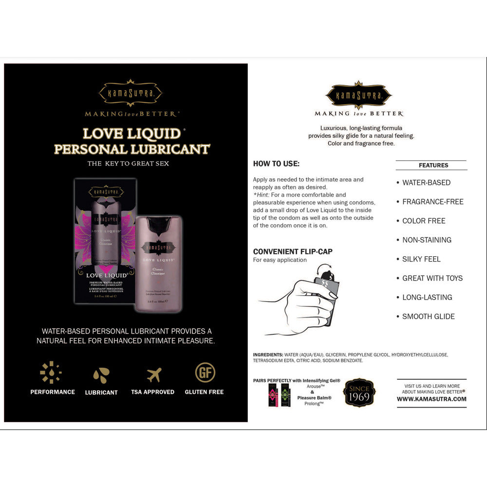 Kama Sutra Love Liquid Lubricant 100ml – Explore Enhanced Intimacy | Discreet UK Shipping