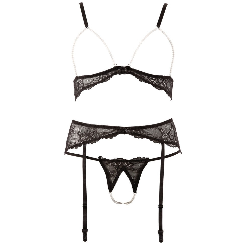 Abierta Fina Pearl Bra Suspender And String – Explore Enhanced Intimacy | Discreet UK Shipping