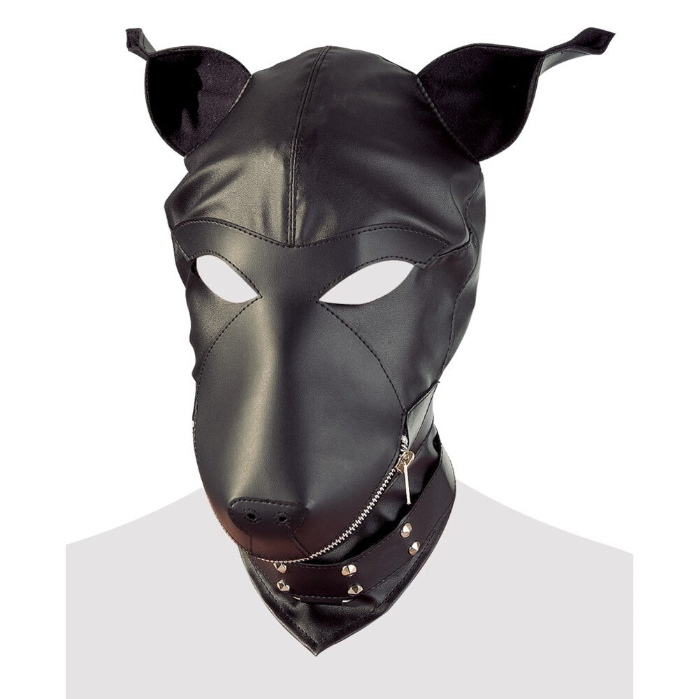 Imitation Leather Dog Mask – fetish hood with breathable, stretchable design