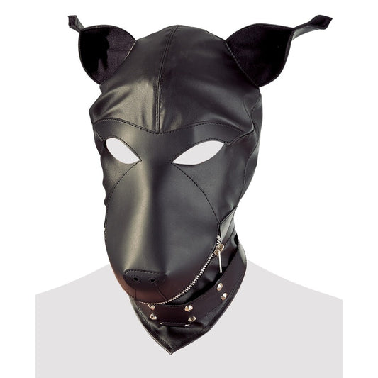 Imitation Leather Dog Mask – fetish hood with breathable, stretchable design