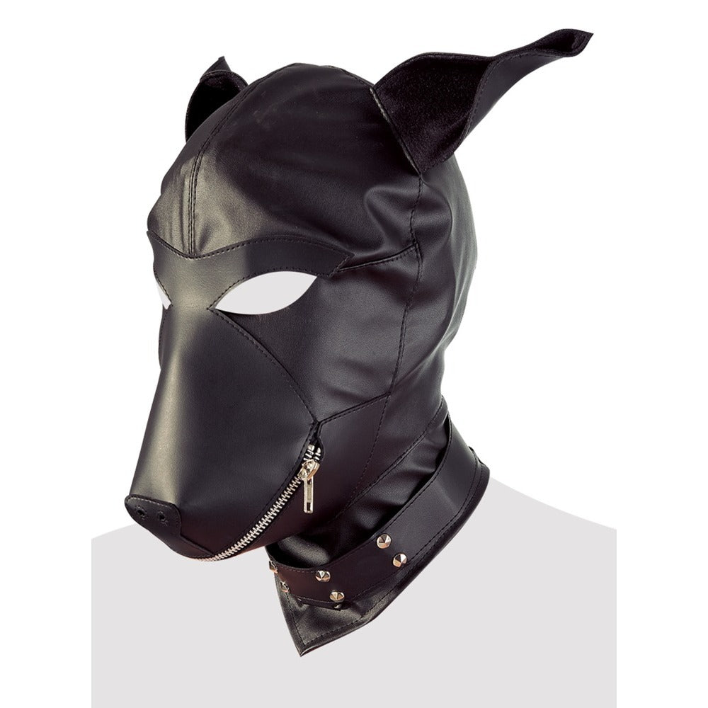 Imitation Leather Dog Mask – Stretchable Fetish Hood with Zipper Face | Comfortable & Breathable