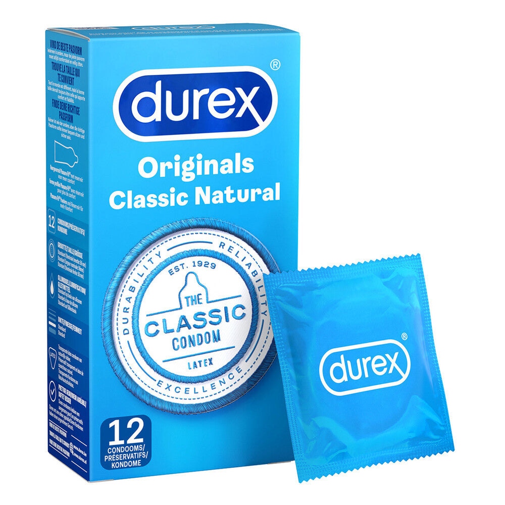 Durex Originals Classic Natural Condoms 12 Pack – product image for adult pleasure and intimacy