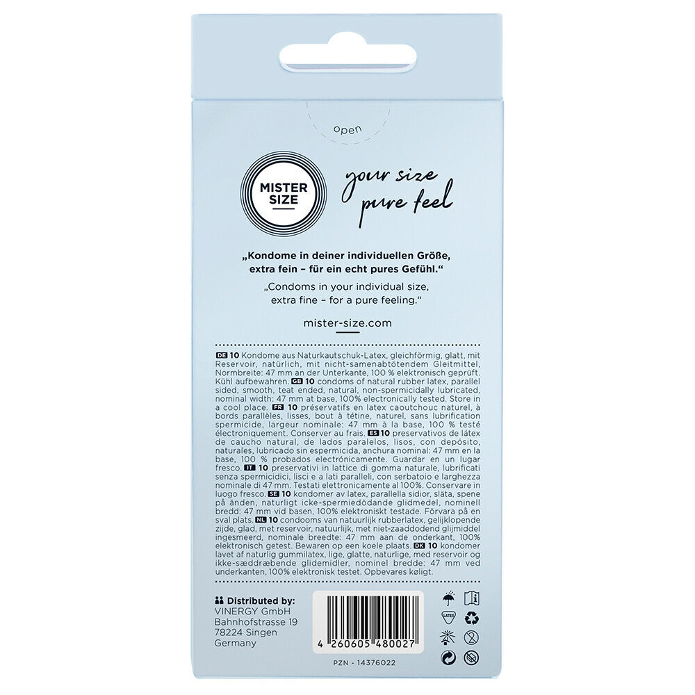 Mister Size 47mm Your Size Pure Feel Condoms 10 Pack – Explore Enhanced Intimacy | Discreet UK Shipping