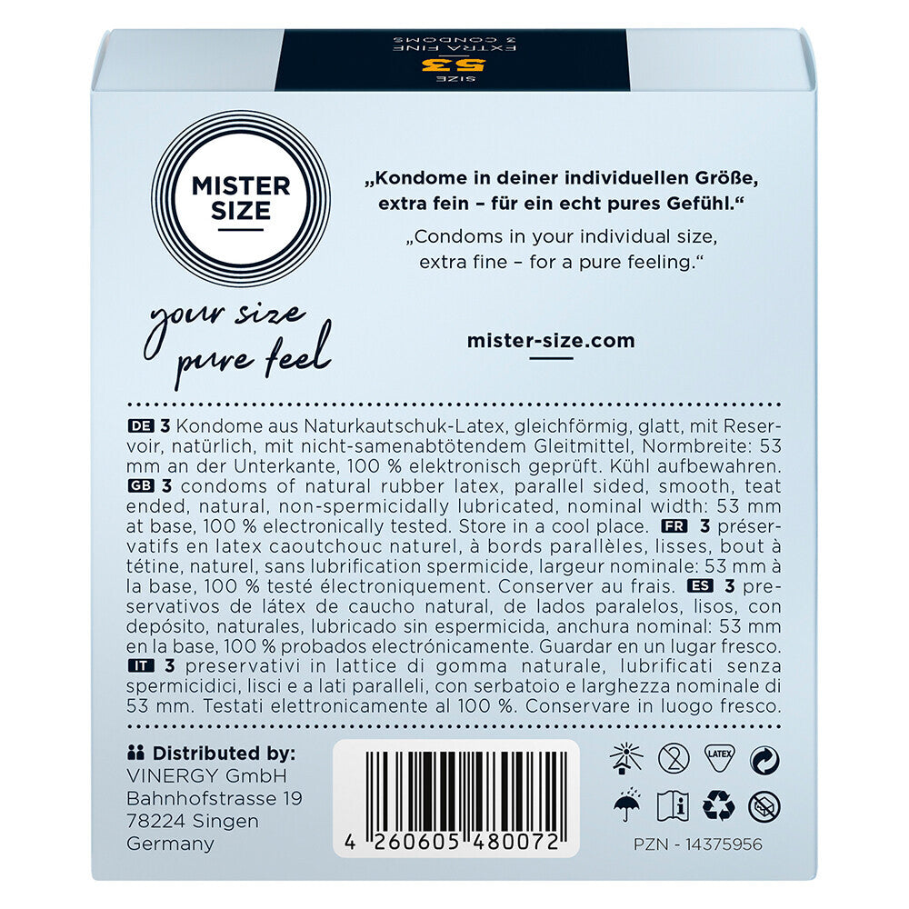 Mister Size 53mm Your Size Pure Feel Condoms 3 Pack – Explore Enhanced Intimacy | Discreet UK Shipping