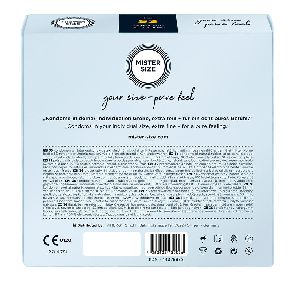 Mister Size 53mm Your Size Pure Feel Condoms 36 Pack – Explore Enhanced Intimacy | Discreet UK Shipping