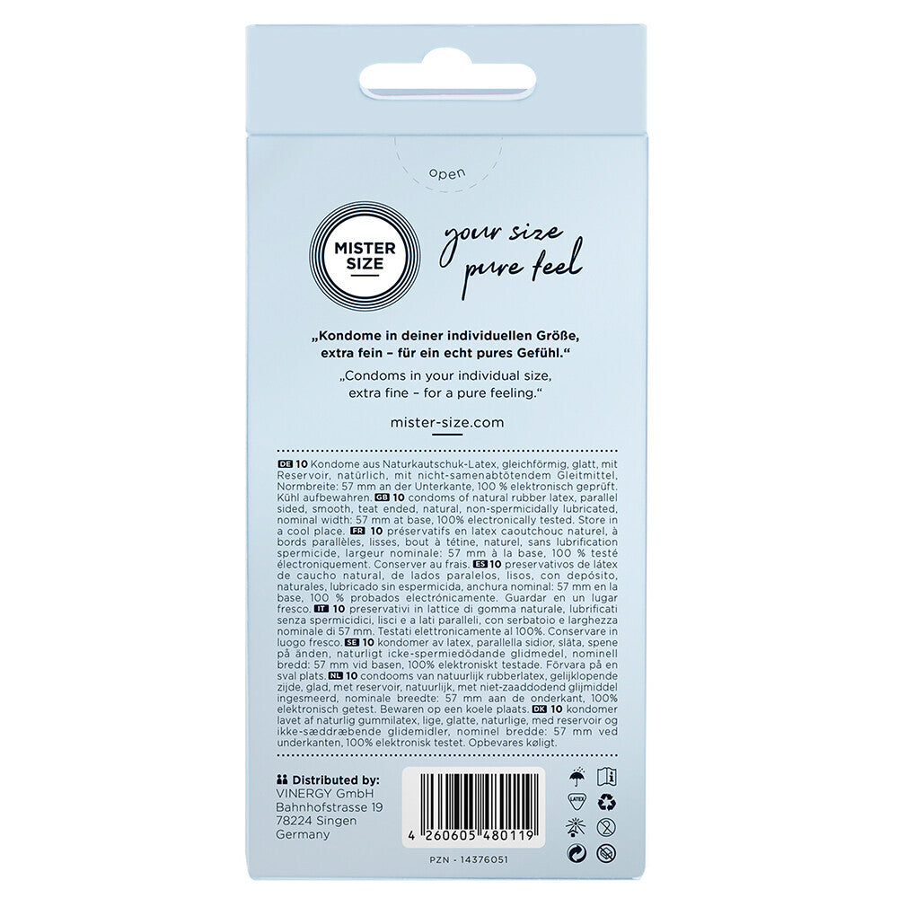 Mister Size 57mm Your Size Pure Feel Condoms 10 Pack – Explore Enhanced Intimacy | Discreet UK Shipping