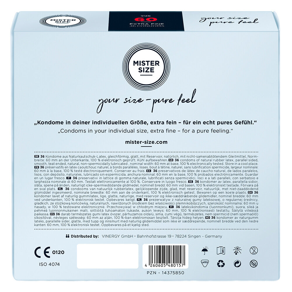 Mister Size 60mm Your Size Pure Feel Condoms 36 Pack – Explore Enhanced Intimacy | Discreet UK Shipping