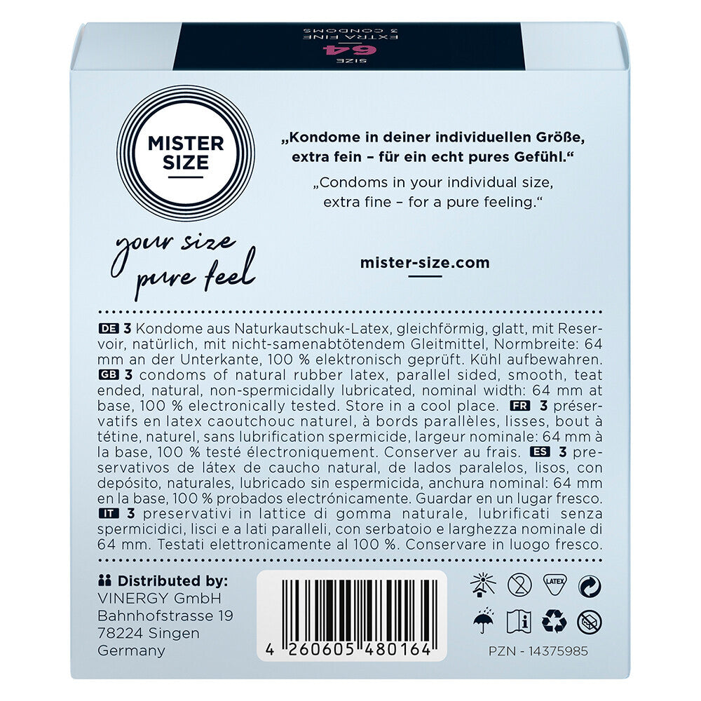 Mister Size 64mm Your Size Pure Feel Condoms 3 Pack – Explore Enhanced Intimacy | Discreet UK Shipping