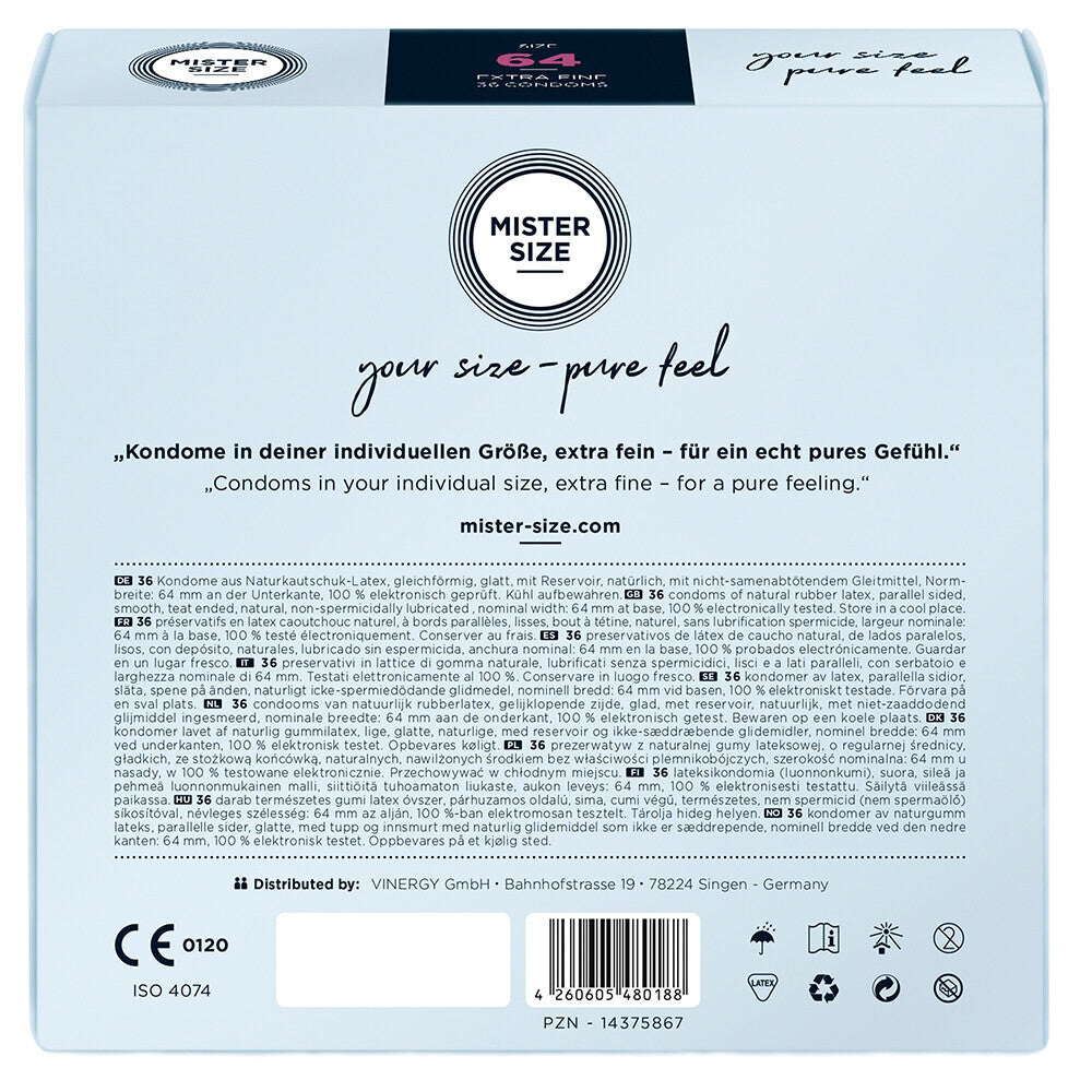 Mister Size 64mm Your Size Pure Feel Condoms 36 Pack – Explore Enhanced Intimacy | Discreet UK Shipping