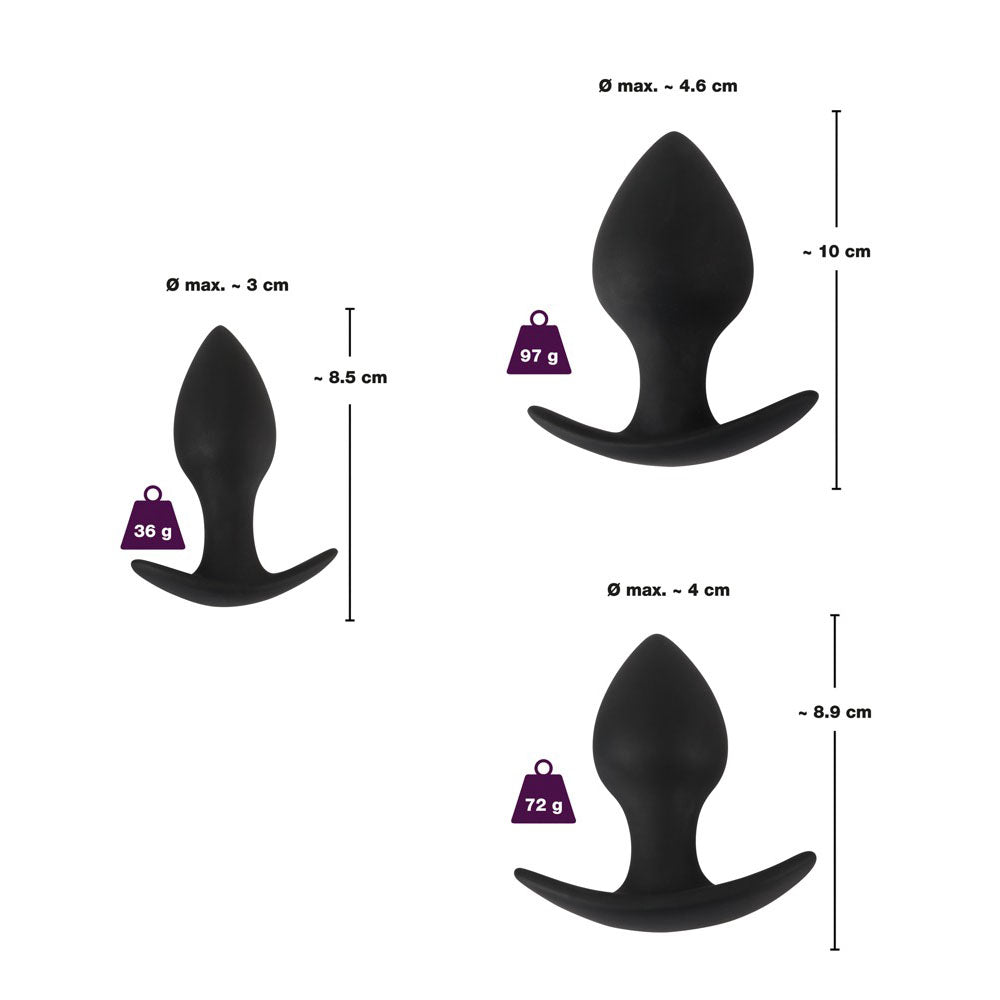 Black Velvet Silicone Three Piece Anal Training Set – Explore Enhanced Intimacy | Discreet UK Shipping