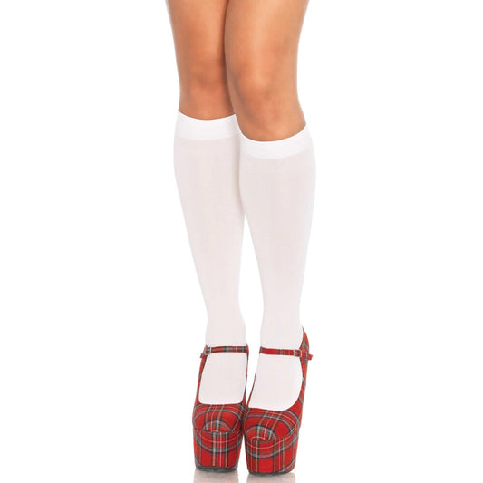 Leg Avenue Nylon Knee Highs White UK 8 to 14 – product image for adult pleasure and intimacy