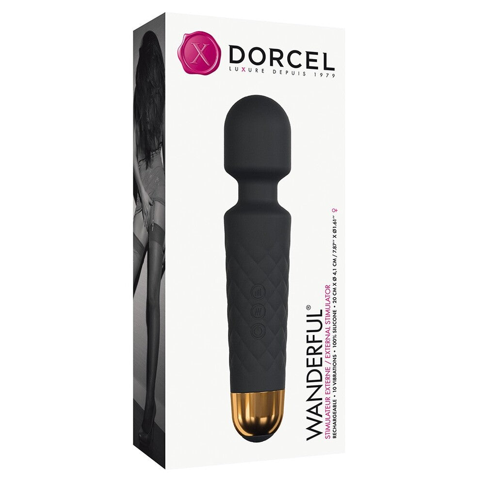 Dorcel Wanderful Wand Black – App-Controlled Wand Vibrator | Premium Wireless UK Toy