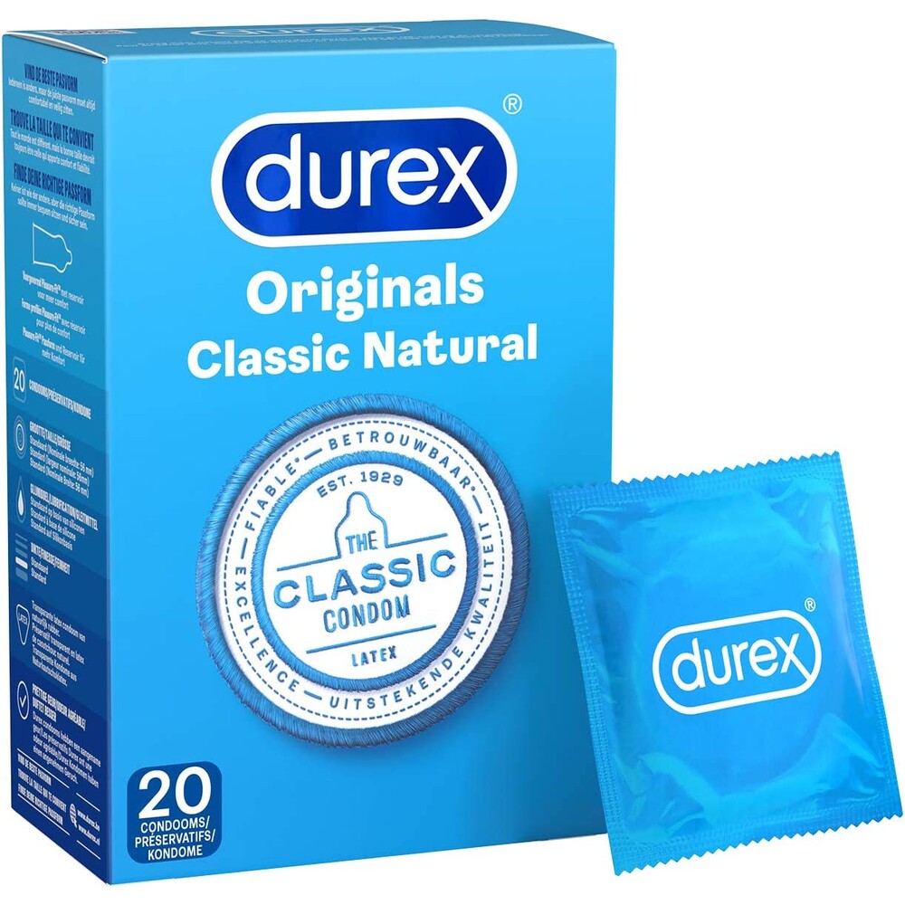 Durex Originals Classic Natural Condoms 20 Pack – product image for adult pleasure and intimacy