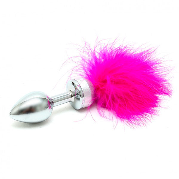 Small Butt Plug With Pink Feathers – product image for adult pleasure and intimacy