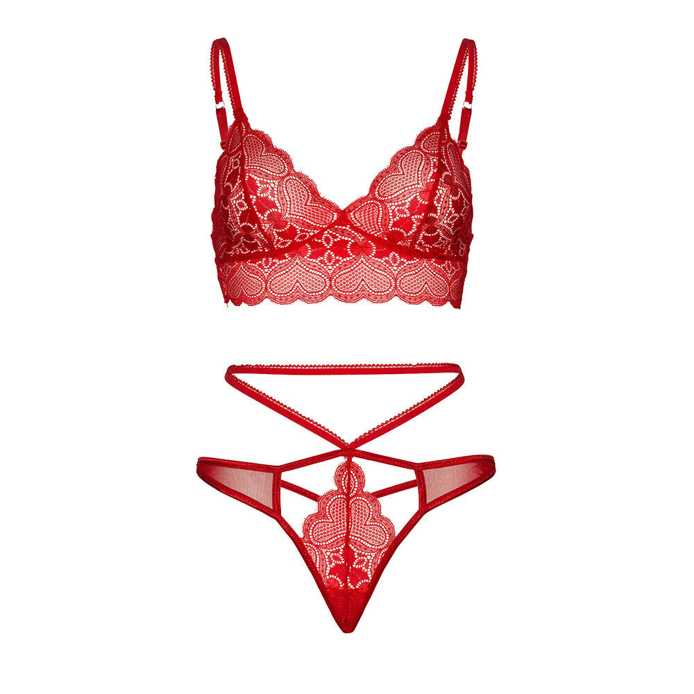 Leg Avenue Sweetheart Lace Bralette Set Red – Explore Enhanced Intimacy | Discreet UK Shipping