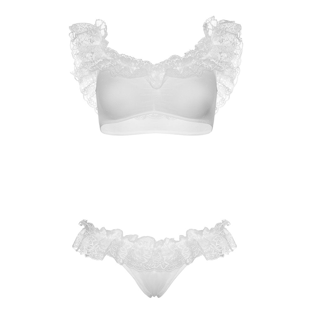 Leg Avenue Lace Ruffle Crop Top and Panty UK 8 to 14 – Explore Enhanced Intimacy | Discreet UK Shipping