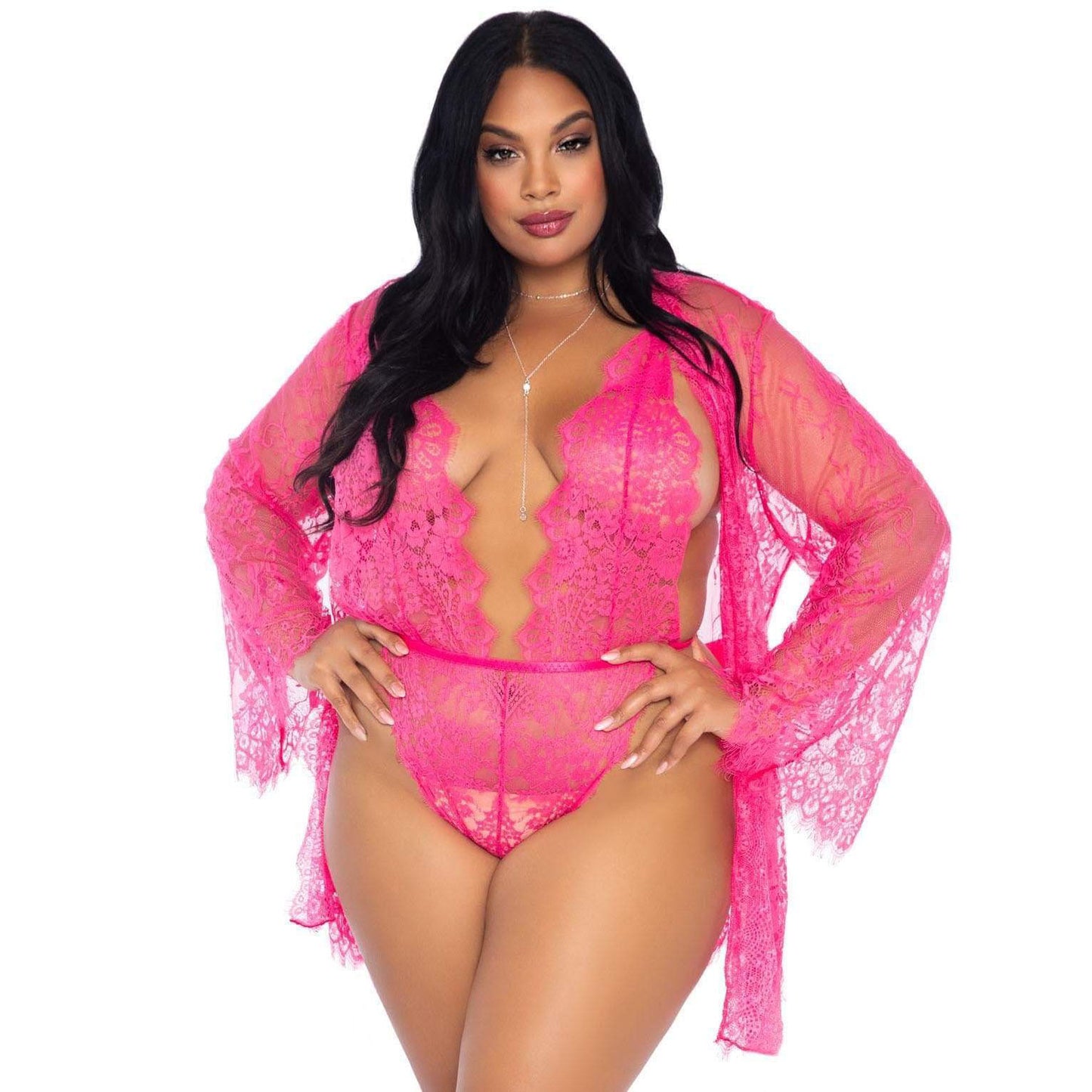 Leg Avenue Floral Lace Teddy and Robe Set – product image for adult pleasure and intimacy