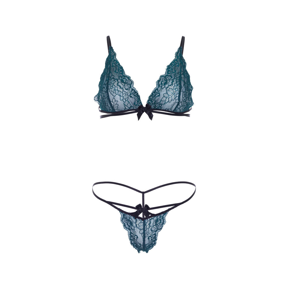 Leg Avenue Teal Lace Bralette And Matching String Panty – Explore Enhanced Intimacy | Discreet UK Shipping