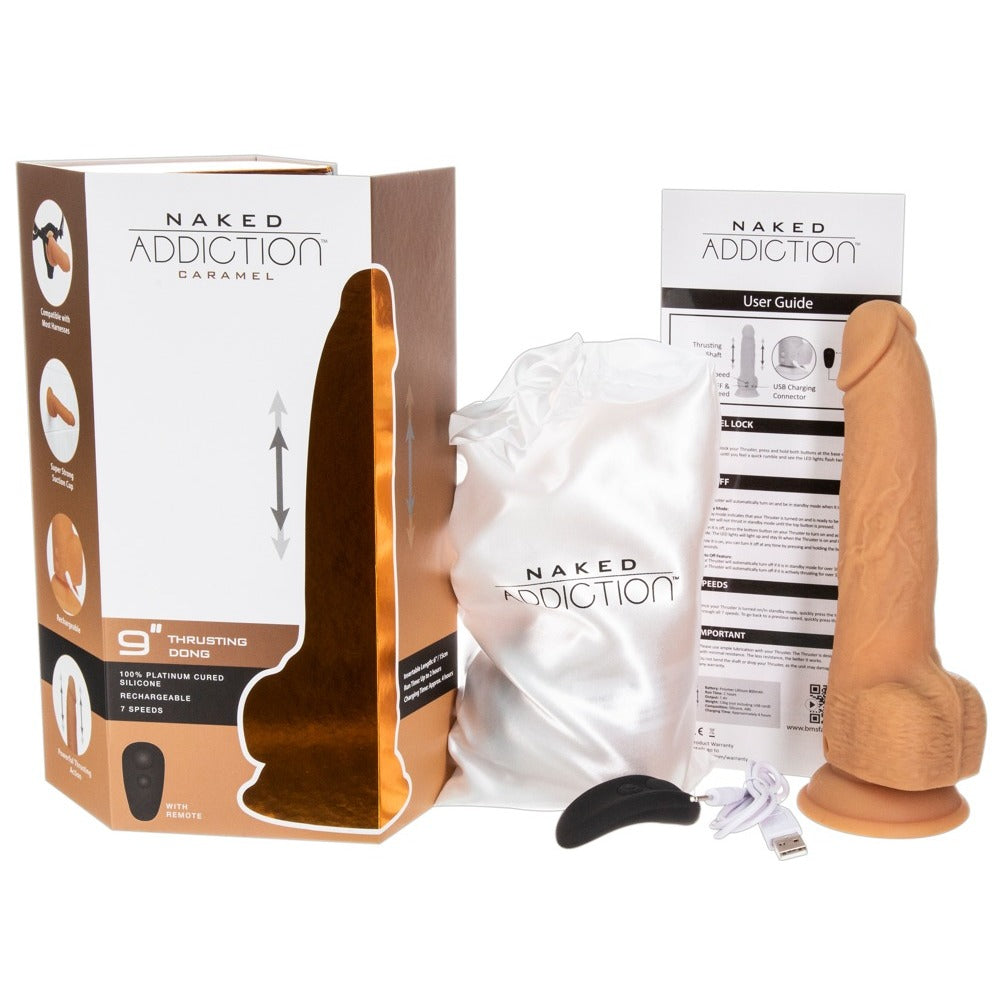 Naked Attraction 9 Inch Thrusting Dildo Caramel – Explore Enhanced Intimacy | Discreet UK Shipping