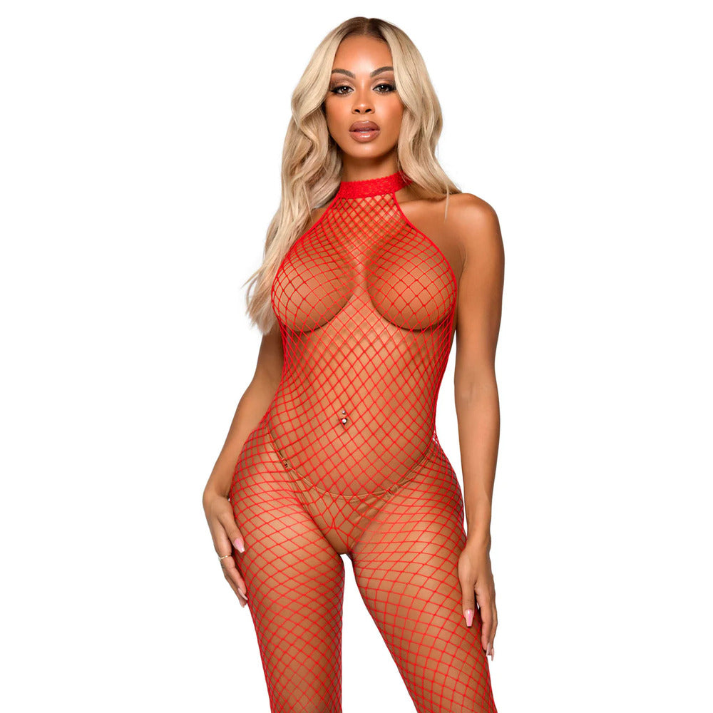 Leg Avenue Racer Neck Bodystocking Red UK 6 to 12 – Explore Enhanced Intimacy | Discreet UK Shipping