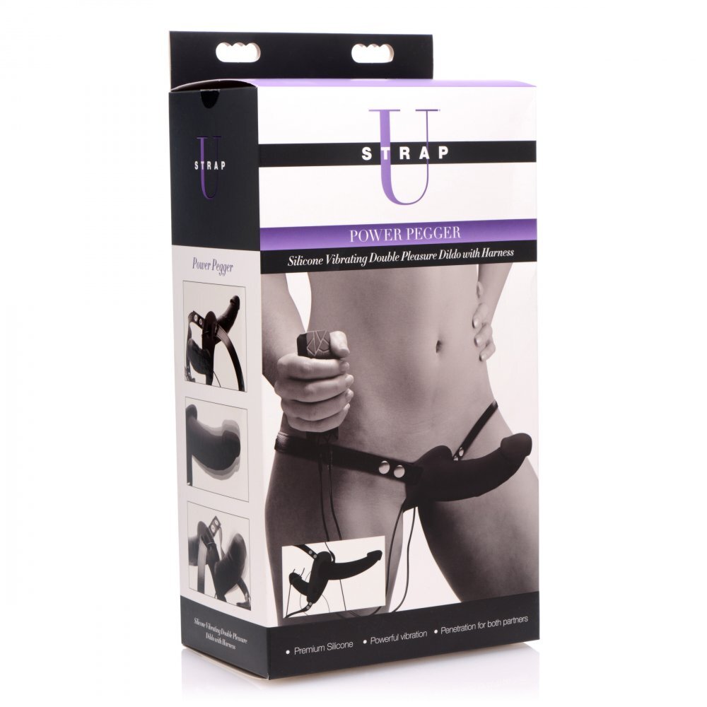 Power Pegger Silicone Vibrating Double Dildo With Harness – Explore Enhanced Intimacy | Discreet UK Shipping