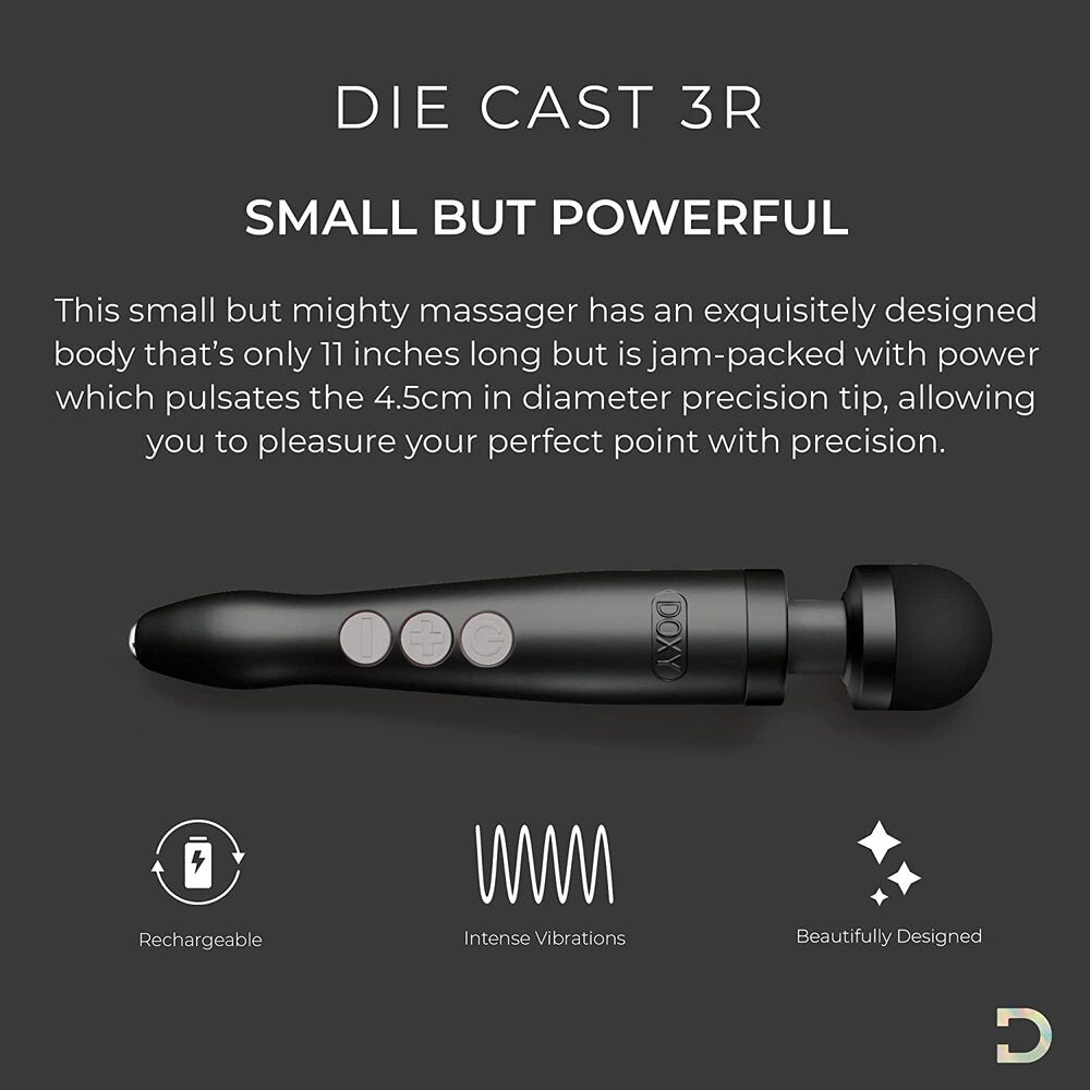 Doxy Die Cast 3 Rechargeable Wand Matte Black – App-Controlled Wand Vibrator | Premium Wireless UK Toy