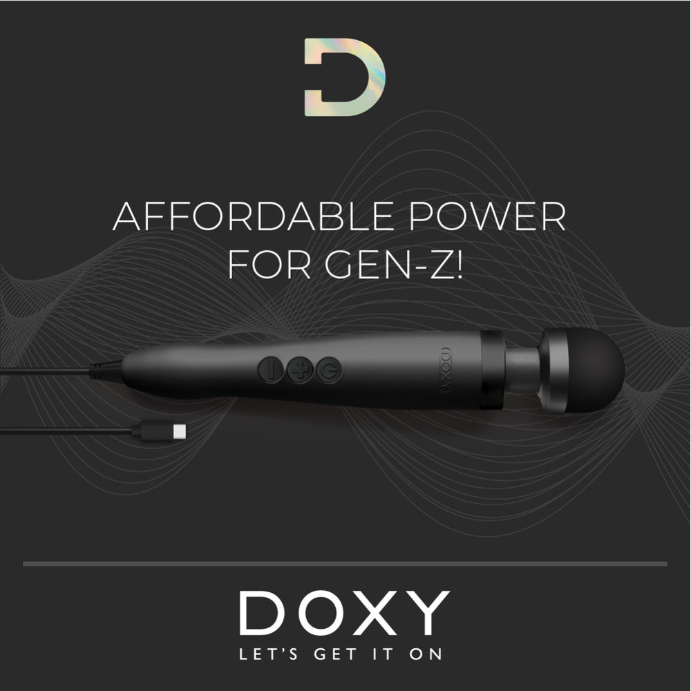 Doxy Wand 3 Black USB Powered – App-Controlled Wand Vibrator | Premium Wireless UK Toy