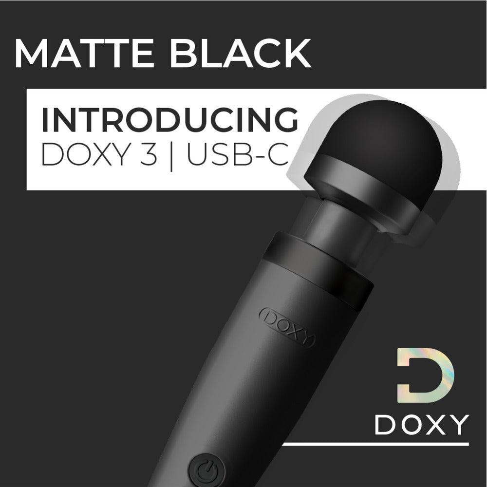 Doxy Wand 3 Black USB Powered – App-Controlled Wand Vibrator | Premium Wireless UK Toy