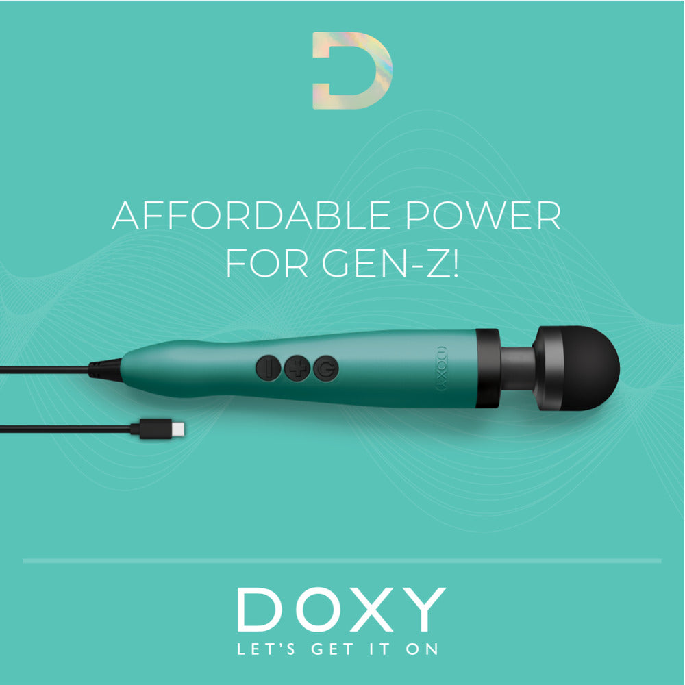 Doxy Wand 3 Turquoise USB Powered – App-Controlled Wand Vibrator | Premium Wireless UK Toy