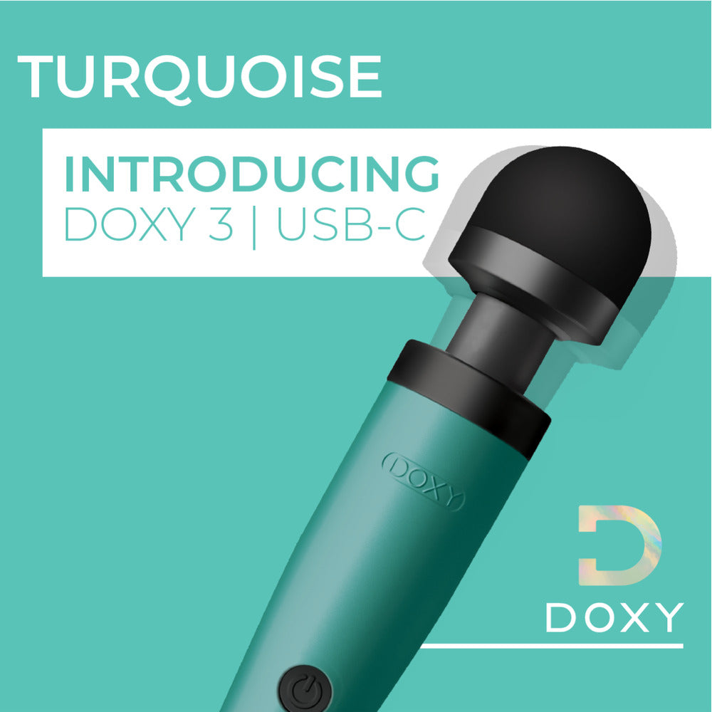 Doxy Wand 3 Turquoise USB Powered – App-Controlled Wand Vibrator | Premium Wireless UK Toy