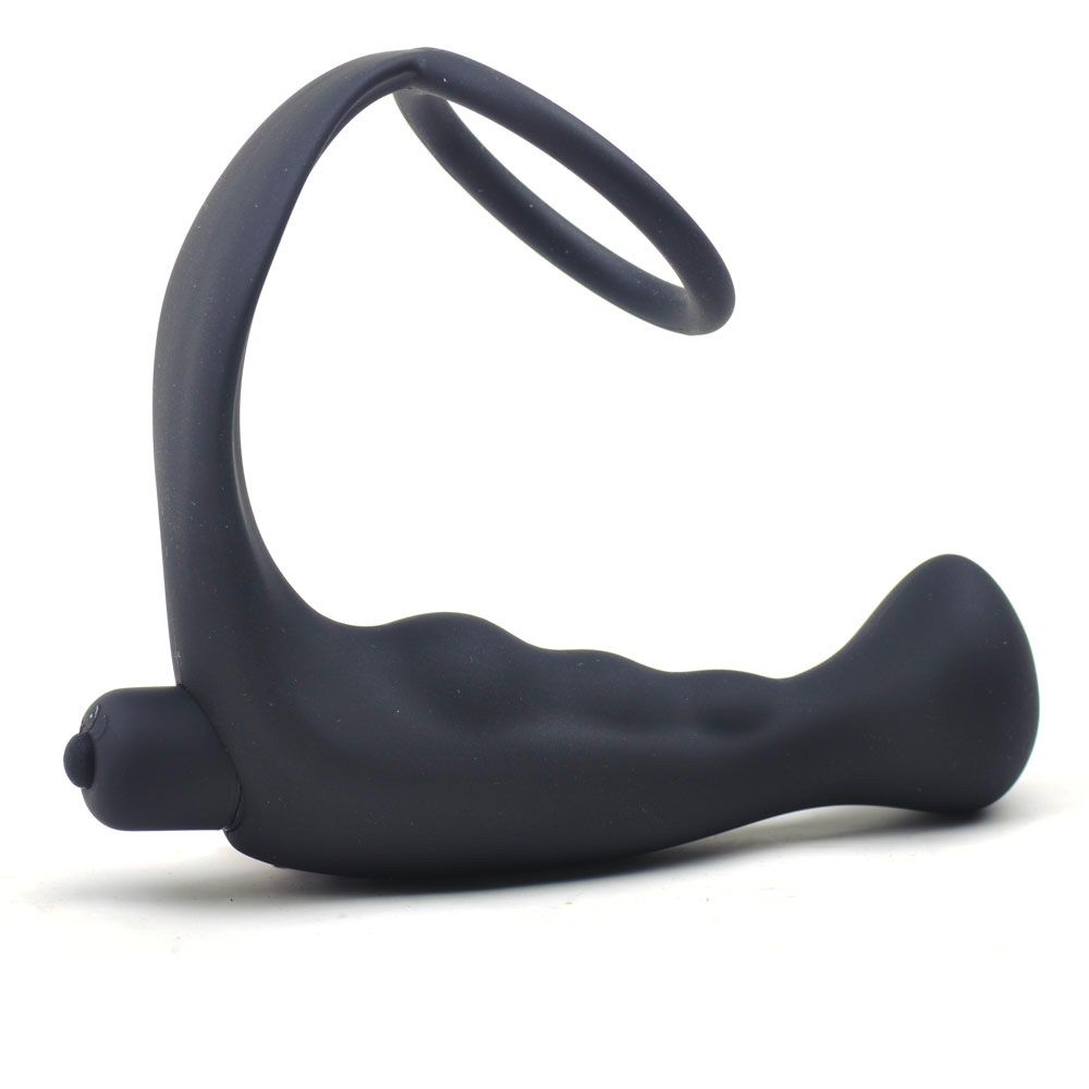 Black Silicone Anal Plug Vibrator with Cock Ring – powerful waterproof vibrator for intense pleasure
